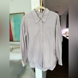 Wilfred Free Pastel Purple and Cream Striped Button Down Oversized